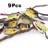 Varlių žvejybos masalas, tuščiavidurio kūno varlė Topwater Soft Baits masalai, skirti Bass Pike Snakehead Dogfish Muskusas 9Pcs