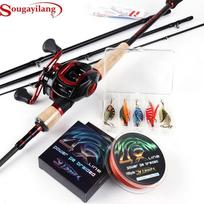 Meškerykotis su žemo profilio 18+1BB Baitcast meškerės rite ir PE meškerės valas, metalinis masalu 2.1m Rod&Reel  Left Hand