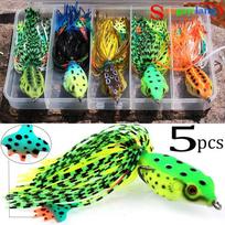 5 vnt žūklės masalai Topwater plūduriuojantys bepiktžolių masalų varlių masalai su dvigubais aštriais kabliukais minkštu masalu 5 Pcs