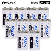 PALO 10PCS 650mAh 9V įkraunama baterija 9 voltų ličio jonų baterija mikrofonui balta