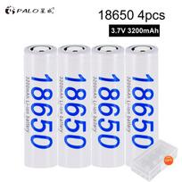 PALO 3.7V 18650 baterija 3200mah ličio baterija įkraunama ličio baterija, skirta žibintuvėlio žibintuvėlio akumuliatoriaus elementui Dropshi balta