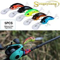 Žvejybos masalai „CrankBait“ žvejybos masalai su kabliukais „Lifelike Minnow“ masalai Žvejybos ešeriai, upėtakiai, skroblai 5 Pcs