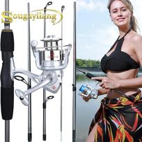 Gėlo vandens sūraus vandens meškerės ritės rinkinys 5,4 pėdų kelioninės meškerės su 6+1BB spinnng ritėmis 5.4FT Rod&Reel 1000
