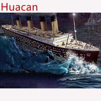 „Huacan 5D“ „pasidaryk pats“ viso kvadrato grąžtas deimantinis dažymas kryželiu „Titanic Tanker“ deimantinis siuvinėjimas mozaikos dekoras Full Square 25*30 cm