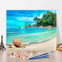 Menas „Pasidaryk pats“ tapyba pagal skaičius Skaitmeninė aliejinė tapyba Namų dekoras Aliejinė tapyba Pomėgiai Skaičiai Tapyba Deimantinė tapyba 40x50cm no frame blue