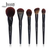 Jessup makiažo šepetėliai šepečiai Phantom Black 5 vnt. Foundation šepetėlis Pudra Highlight Contour Sintetiniai plaukai juoda
