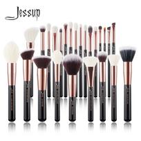 Jessup Profesionalus makiažo šepetėlių rinkinys 25 vnt. Make up Brush Tools Foundation Powder Blusher Rose Gold / Juodi natūralūs-sintetiniai plaukai 25CM*15CM*5CM juoda/rožinio aukso spalvos