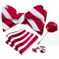 Šaunus vyriškas peteliškės rankogalių sąsagos Boutonniere raudonas juodas baltas šilkas drugelis peteliškė Vestuvių pažintys LH-1002