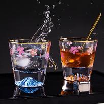 1vnt 260ml Japonijos kalno Fuji vyšnių žiedai stiklinis puodelis permatomas Golden Edge kavos puodelis alaus viskio puodelis karščiui atsparus pieno sulčių puodelis