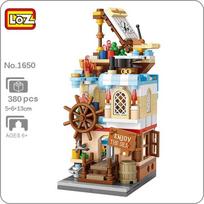 LOZ 1650 Miestas Gatvė Piratų Burlaivis Laivas Parduotuvė Parduotuvė Architektūra Mini kaladėlės Plytos Statybinis žaislas vaikams Dovana be dėžutės