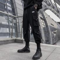 Madingi apatiniai Laisvalaikio juodos kelnės Vyriški madingi drabužiai krovininiai kelnės Gatvės drabužiai Mada Harajuku Bottoms Bėgiotojai Bėgio japoniškos sportinės kelnės M juoda