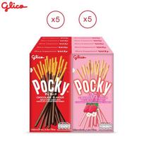 „Glico Pocky Duo“ laimės rinkinys, sausainių lazdelė, padengta šokoladu ir braškėmis, iš viso 10 vnt – tailandietiškas užkandis 10 pcs