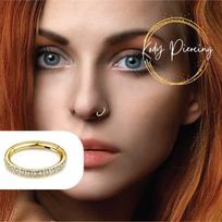KODY PIERCING 14K geltono aukso klijuojantis žiedas, inkrustuotas baltais kristalais