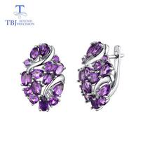 Bllaijewelry Natūralus Afrikos ametisto užsegimas auskarai 925 sterlingų sidabro puikūs papuošalai moterims žmonai prabangus dizainas jubiliejaus vakarėlio dovana violetinė