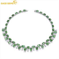 SACE GEMS klasikinio vario lydinio cirkonio moteriškų karolių mados dovana 45CM žalia