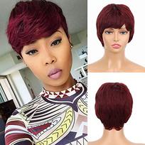 MISS WIG Trumpi raudoni Pixie perukai moterims Sintetiniai raudoni Pixie kirpti perukai kasdieniai madingi sintetiniai banguoti raudoni pixie perukai