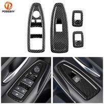 4vnt./komplektas automobilio salono lango pakėlimo jungiklio dangtelio apdailos lipdukas skirtas BMW 3 serijos F30 Gran Turismo F34 anglies pluošto išvaizdai dekoruoti