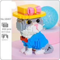 18407 Gyvūnų pasaulis Persų katė Kačiukas Bow Skrybėlė Naminių gyvūnėlių lėlės modelis Mini deimantiniai blokeliai, plytos, statybinis žaislas vaikams be dėžutės
