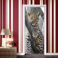 3D Leopardo durų lipdukai Lipnūs lipdukai ir lipdukai Tapetai Sienų lipdukai Dekoracija Nuimamas vinilo DIY sienų lipdukas 77X200cm