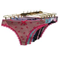 Moteriški medvilniniai apatiniai kelnaitės Sexy Lingerie Femme Moteriški stringai, nėriniai G stygos Tangas Mujer lūpų piešinys mergaičių mielas 6 vnt / partija M