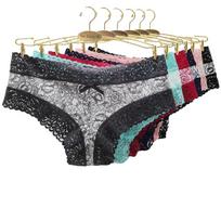 Seksualūs nėriniai, moteriškos kelnaitės, medvilniniai apatiniai, mergaičių lankeliai, nauji moteriški bikini 6 vnt/komplektas M