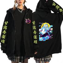 Y2K striukės Demon Slayer Kanroji Mitsuri Anime Vyriški megztiniai su užtrauktuku Juodi megztiniai Retro Harajuku striukė su gobtuvu Gatvės drabužiai L white