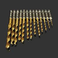 13x HSS šešiabriaunių grąžtų rinkinys greitai keičiamas titanu dengtas sukimas, 1,5–6,5 mm