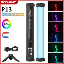 Soonpho P13 RGB LED vaizdo lemputė su trikoju 2500K-8500K CRI 95+ fotografijos studijos rankinis šviesos vamzdelis, skirtas fotografijos studijai balta