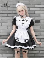 Mielas mergaitės tarnaitės kostiumas, moteriškas seksualus apatinis trikotažas, gotikinė lolitos suknelė, japoniška Kawaii kavinė, uniforma Helovino tarnaitės apranga S juoda