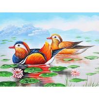 „Pasidaryk pats“ deimantinis siuvinėjimas „Mandarin Duck“ pilnas apvalus deimantinis tapybos mozaikos namų dekoras 20X30CM orange