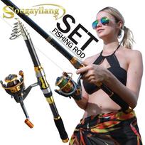 Meškerės ritės rinkinys 1,8–3,6 m Kelioninis meškerės 12BB ritės sūraus vandens gėlo vandens žvejybos reikmenų rinkinys 2.1M Rod&Reel 1000