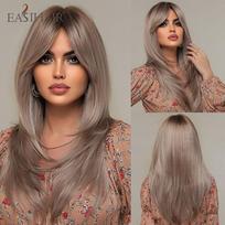 Peleniniai blondinai sintetiniai perukai Ilgų tiesių plaukų perukas su ilgais kirpčiukais moterims Cosplay Daily Wig Karščiui atsparus