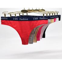 Moteriški seksualūs G-styginiai stringai Nėriniai medvilniniai žemai iškilę minkšti moteriški apatiniai apatiniai intymūs drabužiai 6 vnt / part. XL red