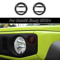 Automobilio priekinio posūkio signalo lemputės dekoratyvinis apvadas Suzuki Jimny 2019-2023, metaliniai išoriniai priedai, juodas juoda