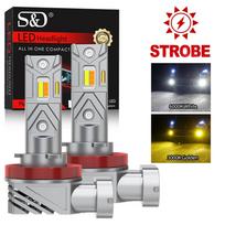 2 vnt Blykstė balta/geltona dviejų spalvų Blykstė H11 H8 H9 LED rūko žibintų lemputės H16(JP) 9006 HB4 9005 HB3 LED CSP automobilio DRL vairavimo žibintas automatinis dienos žibintas H11 H8 H9