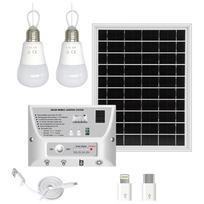 Nešiojama saulės šviesos sistema, vandeniui atspari 5,5 W saulės baterija 1 W ir 2 W LED lemputės 5000 mAh valdiklis White Light balta