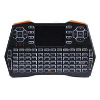 2.4G mini belaidė klaviatūra Air Mouse Trijų spalvų foninio apšvietimo klaviatūra su jutikliniu kilimėliu, skirta nešiojamojo kompiuterio televizoriui Engligh juoda