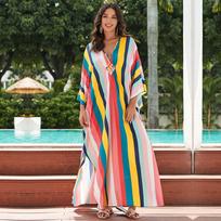 EDOLYNSA maudymosi kostiumėlis plius dydis Kaftan Bohemian spausdinta V kaklelis Batwing rankovėmis Maxi suknelė Moteriški paplūdimio drabužiai One Size įvairiaspalvis