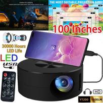 1080P mini projektorius Namų kino teatras USB Mini nešiojamas HD LED projektorius Mobiliojo telefono projekcija Veidrodinė funkcija 1set juoda