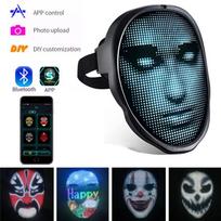 „Bluetooth APP“ valdymas „Smart LED“ veido kaukės, programuojamos „pasidaryk pats“ nuotraukos, skirtos vakarėliui LED šviesos kaukė Helovinui 1pc black