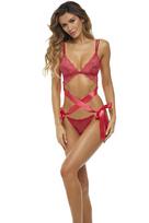 René Rofé Love Status Lace 2pc Bra Set Red S/M