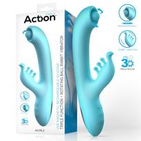 Action Murly Triple Function G-Spot Rabbit Vibrator with Massaging Ball 3 Motors Tuquoise