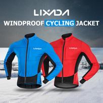 „Lixada“ vyriška vėjui atspari dviratininko striukė žieminė terminė „Polar Fleece“ MTB dviračiu, bėgiojimu L raudona