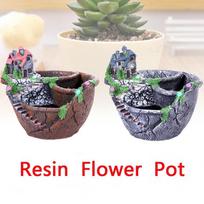 1 vnt. Gėlių vazonų dervos stalviršio dekoro sodo vazonas Bonsai rankų darbo dekoravimas sidabras