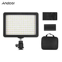 W160 LED vaizdo šviesos kameros lempa pritemdoma 5600K spalvų temperatūra su 3 filtrais / 2500mAh US Plug juoda