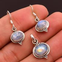 Mėnulio akmens rankų darbo pakabukų auskarų rinkinys 100 % 925 sterlingų sidabro birželio Birthstone papuošalai balta
