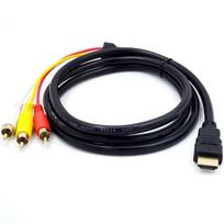HDMI į RCA kabelis, 1080P 5 pėdų / 1,5 m HDMI kištukas iki 3 RCA vaizdo garso AV kabelio jungties adapteris siųstuvas televizoriui HDTV DVD juoda
