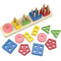 Mediniai žaislai 1 m., Montessori žaislai 1 2 3 m., Mediniai rūšiuojami žaislai, skirti mažyliams 2-3 m. berniukams, mergaitėms, spalvingi 29x6.2x5.3cm