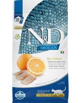 FARMINA N&D Ocean Cat Neutered Adult Herring & Orange 1.5 kg silkė ir apelsinas po kastracijos