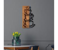 Sienų dekoracija 58x34 cm puodeliai medis/metalas